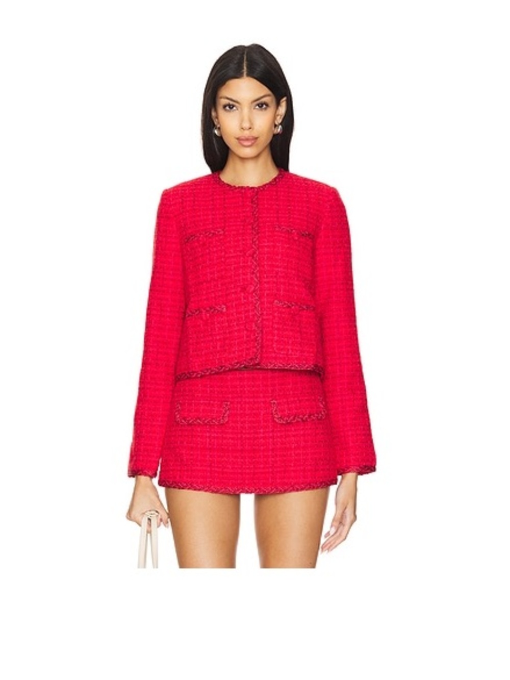Lovers + Friends Vibrant Pink Tweed Boxy Blazer
